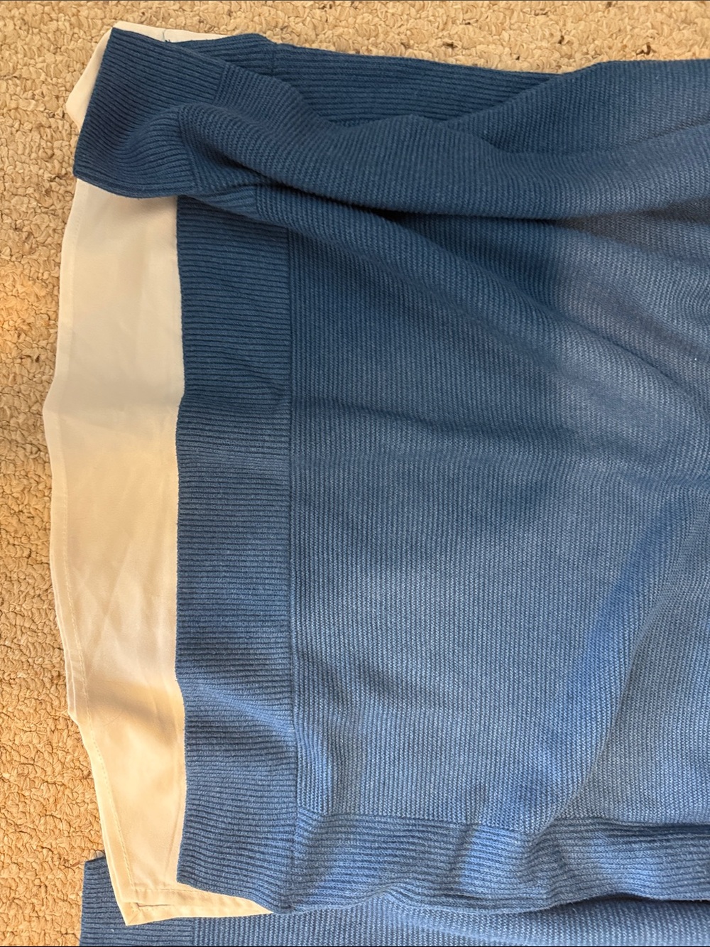 Hilary Radley Blue Sweater Top with White Layered Hem - Picture 3 of 5
